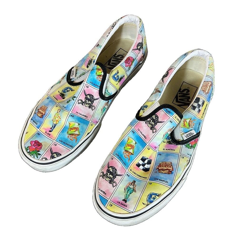 Vans Loteria Slip On Shoe Mens Size 8.5 Sneakers Womens Size 10 Comic Graphic